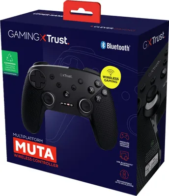 Zdjęcie produktu dla Trust GXT 542 MUTA, Joystick, Android, Nintendo Switch, PC, Tablet, iOS, D-pad, Przyciski kierunkowe, Przycisk Select, Przycisk start, Przycisk Turbo, Analogowa/Cyfrowa, Przewodowy i Bezprzewodowy, Bluetooth/RF/USB