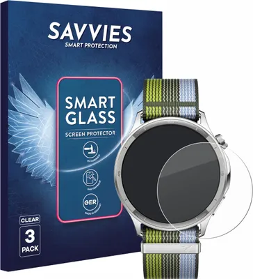 Produktbild von 3x Savvies Schutzglas Folie für Oppo Watch S 9H Panzer Schutzfolie Glas Displayschutz klar transparent