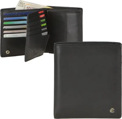 Produktbild von Geldbörse Herren mit RFID Schutz Leder schwarz Portemonnaie Geldbeutel (16KF)