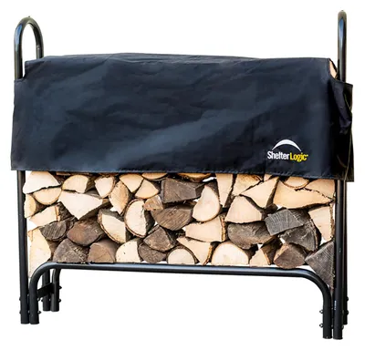 Produktbild von ShelterLogic Stahl Kaminholzregal inkl. Abdeckung Schwarz 126x25x118 cm