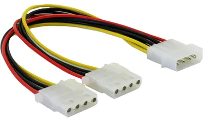 Obrázek produktu pro DeLOCK Y-Cable Power > 2x 4pin Molex, 0,11 m, Molex (4-pin), Molex (4-pin)