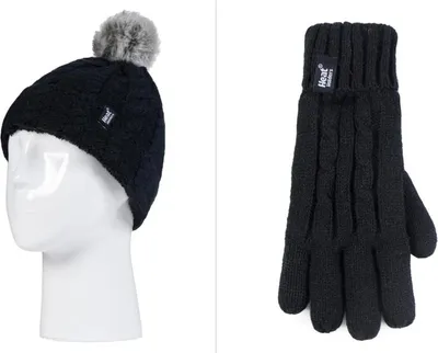 Produktbild von Heat Holders BSKHG503BLK710 Kids BLACK Mütze und Handschuhe im Set schwarz für Alter 7-10 Jahre
