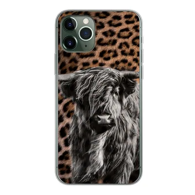 Produktbild von MuchoWow® Handyhülle Schutzhülle Hülle für iPhone 11 Pro Schottischer Highlander - Pantherdruck - Schwarz - Weiß Silikon Softcase Handy Hülle - Handy