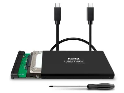 Immagine prodotto di Hamlet Box esterno USB 3.1 Type-C per HDD SATA 2.5" alluminio nero 10 Gbps