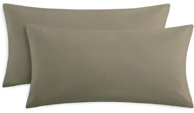 Zdjęcie produktu dla Zestaw 2 poszewek na poduszki 40x80 cm, kolor taupe, wykonane z mikrofibry, z zamkiem błyskawicznym, certyfikat Oeko-Tex