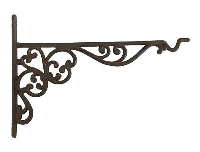 Produktbild von Wandhaken für Blumenampel Blumentopf Wandhalterung Gusseisen Antik-Braun 33cm