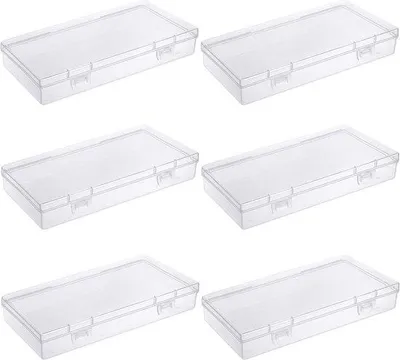 Immagine prodotto di Set di 6 scatole di plastica con coperchio per piccoli oggetti e altri progetti di bricolage, 180 x 110 x 30 mm - Trasparenti