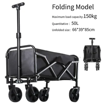 Produktbild von Bollerwagen Faltbar Offroad Schwarz 150 Kg, Klappbar Transportwagen 360 ° Faltbollerwagen Belastbar Bis, Klappbollerwagen Für Strand, Garten, Einkäufe