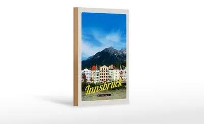 Produktbild von Holzschild Reise 12x18 cm Innsbruck Gebirge Natur Aussicht Stadt