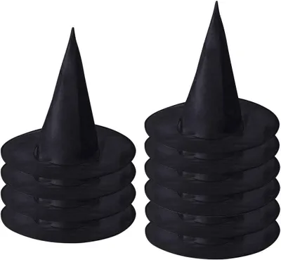 Productafbeelding van Heks Hoed Zwart Halloween Party Hoeden Kostuum Accessoire Fancy Dress - Set van 10 - Zwart - Eén maat