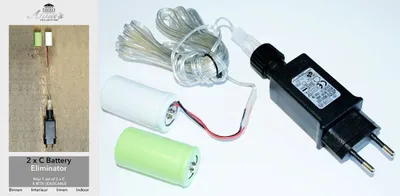 Produktbild von Batterie Netzteil Adapter 2x C Baby LR14 Batterien 3,2V Wandler 4m Kabel Netzteil