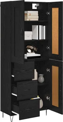 Obrázok produktu pre vidaXL Highboard čierny dubový vzhľad 69,5 x 34 x 180 cm materiál na báze dreva