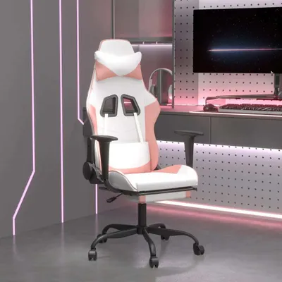 Immagine prodotto di The Living Store Sedia da gioco con poggiapiedi in ecopelle bianca e rosa