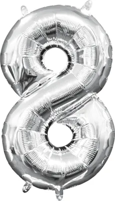 Produktbild von Mini Zahlen Folienballon 35 cm - Silber Zahl 8