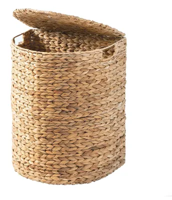Immagine prodotto di Calicosy - Cesto per biancheria a mezzaluna in giacinto d'acqua con coperchio L45 cm - NILA