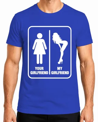 Productafbeelding van "Jouw vriendin, mijn vriendin. Grappig, y, sarcastisch heren T-shirt, blauw, XXL."
