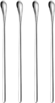 Produktbild von Koffie- und Getränkerührstäbchen aus Edelstahl, Cocktail-Rührstab, Rührstab für Cocktailzubereitung - Mini-Salzstäbchen - Wiederverwendbar - Set aus 4 Teilen (19 cm)