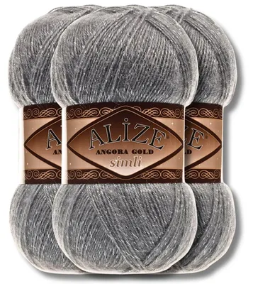 Image de Alize 3x 100g Angora Gold Simli, fil angora brillant, uni, idéal pour le crochet et le tricot (87)