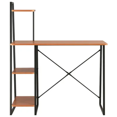 Image de vidaXL Bureau avec étagère noir et chêne 102×50×117 cm