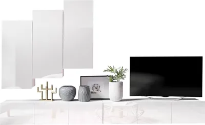Produktbild von All4All Wohnwand 300 cm , Wohnzimmer Möbel , Modern Schrankwand , Tv Wohnwand , Weiß 300 x  47 x 33 cm
