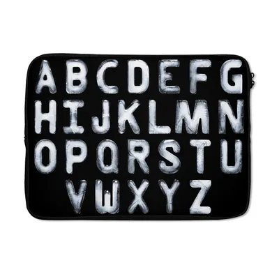 Produktbild von MuchoWow® Laptop Hülle 13 Zoll Das Alphabet in weißen Buchstaben Laptoptasche - Laptophülle - Sleeve - Rundumschutz