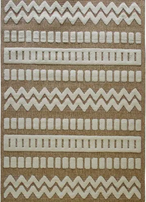 Zdjęcie produktu dla Dywan z efektem juty, geometryczny, reliefowy, biały, 160 x 230 cm