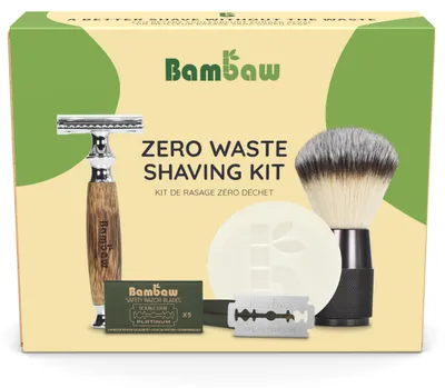 Image de Elzusha - Kit de rasage écologique comprenant un rasoir en bambou et une brosse à raser