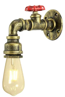 Wasserpfeifen-Wandleuchte, Vintage, Bronze, E27, 60 W, 17x9x15 cm