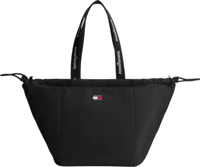 Obrázok produktu pre Tommy Hilfiger Essential Repeat Logo Tote Bag, Plátená taška, Magnetické zatváranie, Zapínanie na šnúrku, Dospelý, OS, Čierna, Polyester