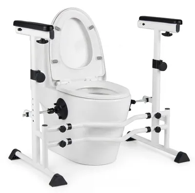 Produktbild von Verstellbarer Toiletten-Haltegriff mit rutschfesten Griffen, Silber