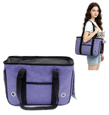 Immagine prodotto di Omgoods - Borsa trasportino per animali domestici - Leggera, traspirante, pieghevole, color viola
