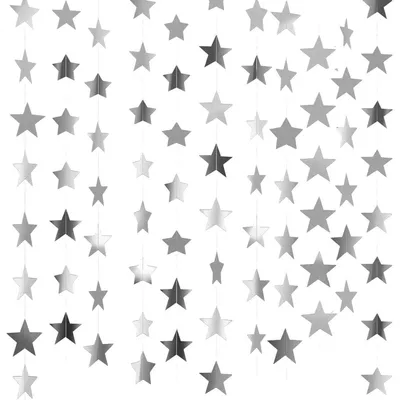 Produktbild von Sternengirlande 7 Stück 4m Glitzer Silber Papier Hängedeko Party Geburtstag Kinderzimmer