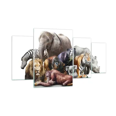 Produktbild von Bilder auf glas - Tiere Koala Löwe Affe - 160x90cm - Glasbilder - Wandbilder - Kunstdruck - zum Aufhängen bereit - Wanddekoration aus Glas - Glas Bilder - Wandbild auf Glas - 4 Teile - GDL160x90-3166