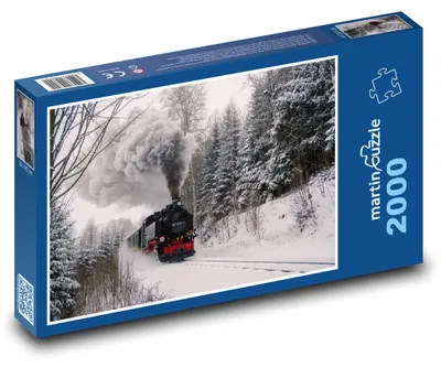 Zdjęcie produktu dla Puzzle 2000 Fichtelbergbahn - parowóz zimą - martinpuzzle
