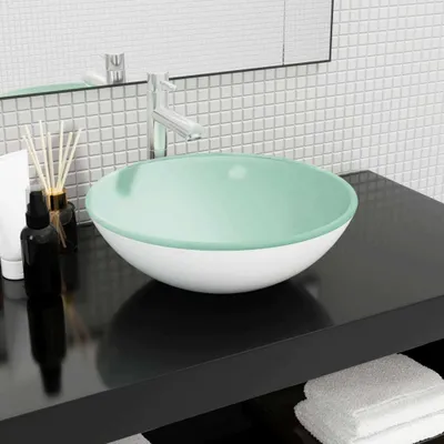 Produktbild von The Living Store Waschbecken Hartglas 42x14 cm Weiß
