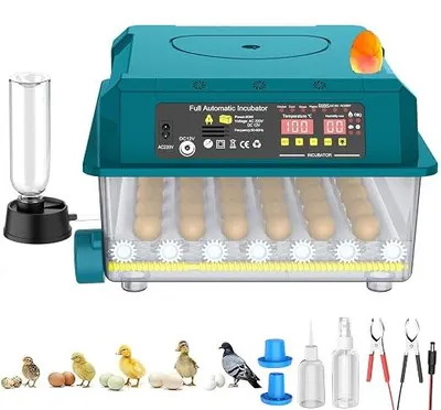 Obrázok produktu pre Automatický inkubátor na 36 vajec, zariadenie na inkubáciu vajec, automatické, s automatickým otáčaním vajec, reguláciou teploty a vlhkosti, inkubátory na vyliahnutie brojlerov, kačice (36 vajec)