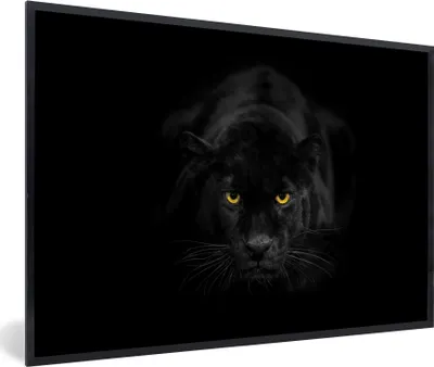Produktbild von MuchoWow® MuchoWow® Gerahmtes Poster Leopard - Augen - Schwarz 90x60 cm - Poster mit zchwarzem Bilderrahmen - Fotorahmen - Foto-Plakat