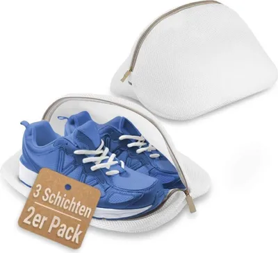 Produktbild von 2 Stück Wäschenetz Wäschesack für Schuhe Sneaker, Multi Schutz für Waschmaschine und Reise | Für Schuhwäsche in Waschmaschine