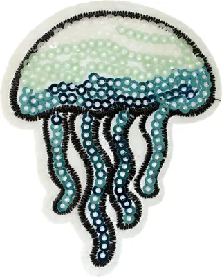 Produktbild von Qualle Pailletten Bügelbild Aufnäher Aufbügler Miniblings Meer 70x57mm hellblau