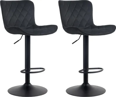 Produktbild von CLP 2er Set Barhocker Emma höhenverstellbar und 360 drehbar schwarz Material Samt