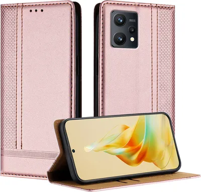 Produktbild von Handyhülle für Realme 9 5G Leder Flip Klappbare Schutzhülle mit Standfunktion Pink