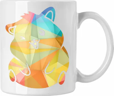 Produktbild von Trendation - Hamster Tasse Polygon Geometrisch Grafik Geschenk für Hamster Liebahber Lustige Geschenkidee (Weiß)