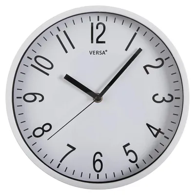 Wandklok, 25 cm, Polypropylen, Schwarz/Weiß, leise