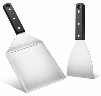 Produktbild von Spatel Set 2 Stück, Edelstahl, Abgeschrägter Rand, Ergonomischer Griff, Für Grill Und Plancha