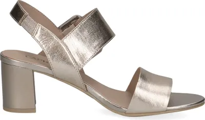 Produktbild von Caprice Damen Sandale Blockabsatz Schnalle Leder Sandalette 9-28306-42, Größe:39 EU, Farbe:Gold