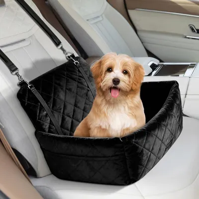 Hundeautositz für kleine/mittelgroße Hunde, waschbar, mit Taschen, 48x48x52 cm