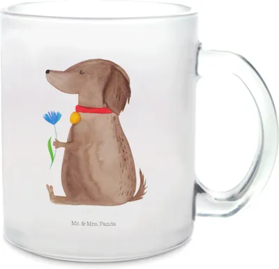 Produktbild von Mr. & Mrs. Panda Teetasse Hund Blume - Transparent - Geschenk, Teeglas, Hundebesitzer, glastasse, Hunde, Haferl, Süß, Pott, Tee Tasse, Sprüche