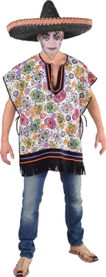 Produktbild von M217282-A Mexican Skull Herren Damen Poncho Tag der Toten