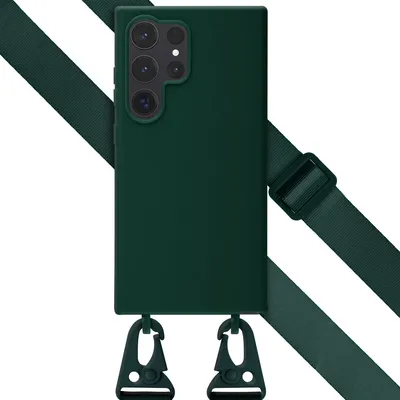Produktbild von Selencia SilikonHülle mit abnehmbarem Band Samsung Galaxy S24 Ultra - Dunkelgrün