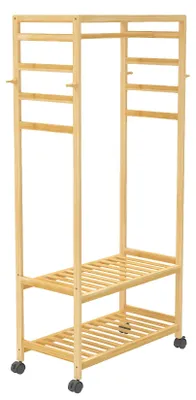 Image de Porte-vêtements, design moderne, solution de rangement polyvalente, bois naturel